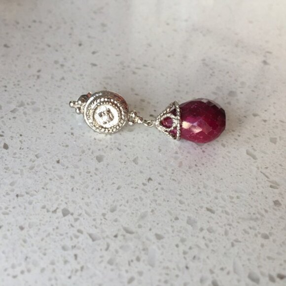 ruby /diamond silver earring - Picture 2 of 4
